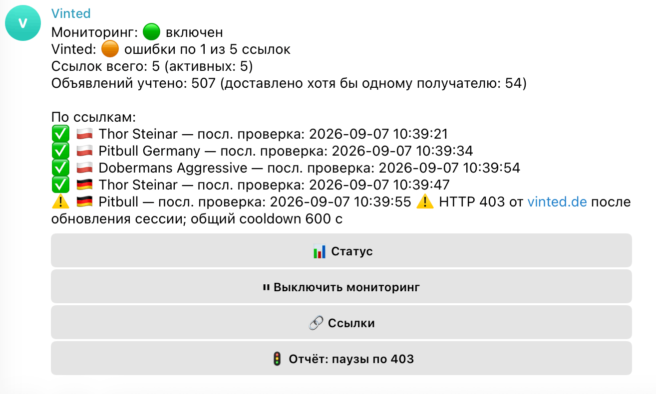 Пример Telegram-бота меню бота