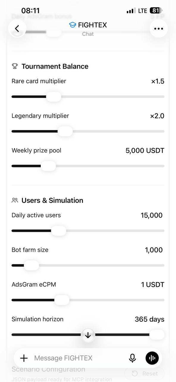 Game model parameters